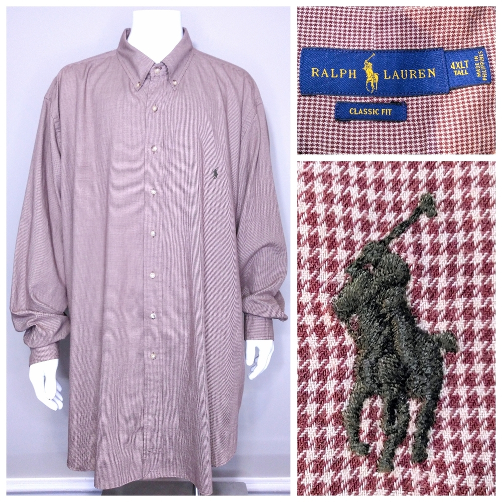 POLO RALPH LAUREN Long Sleeve Button Up 4XLT XXXXL 4XL BIG & TALL Mens CLASSIC